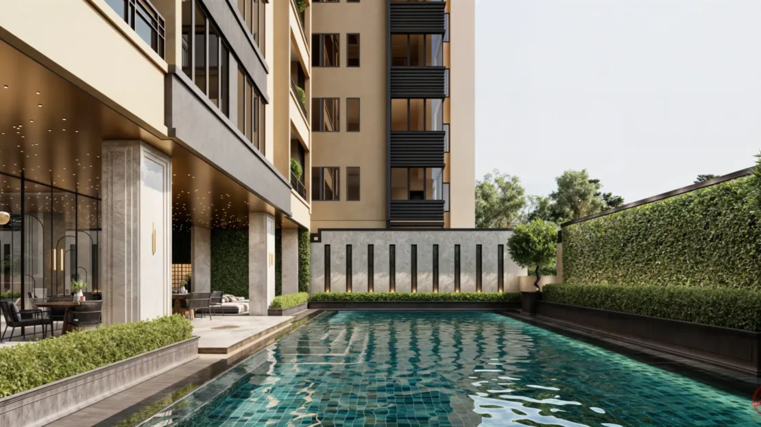 pool-scaled at Sunset Park Apartments For Sale In Westlands, Nairobi 2 And 3 Bedrooms