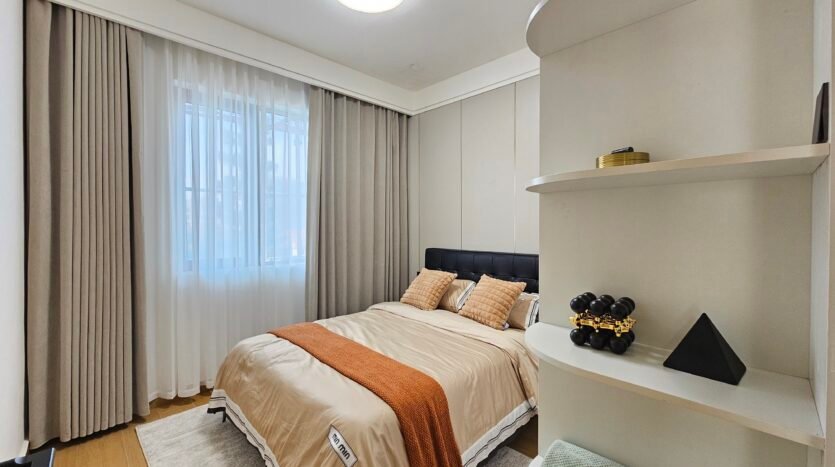 Elegant master bedroom with modern finishes at Luster Arbor Residency